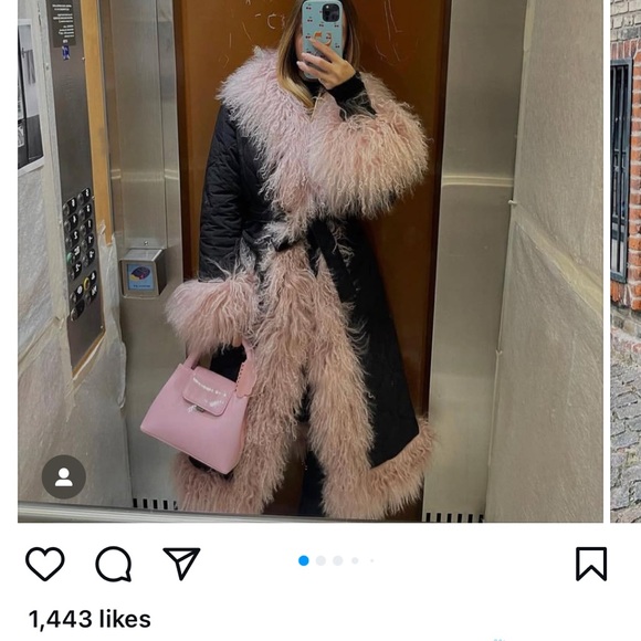 Charlotte Simone Black Puffer Coat with Pink Mongolian Fur Trim - Picture 16 of 16